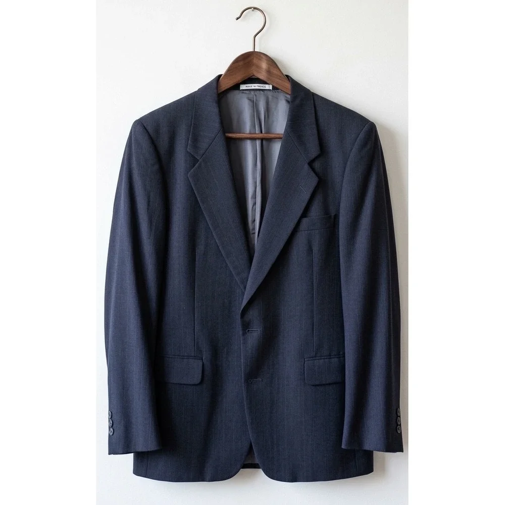 Yves Saint Laurent‎ Mens Blazer Navy Blue Pinstripe 100% Wool Made in France 42R